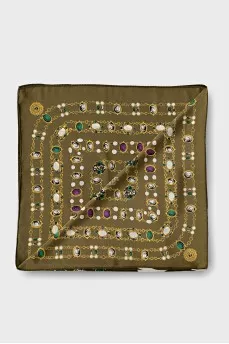 Green scarf with brand logo