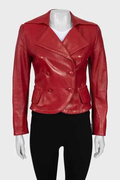 Leather double-breasted jacket