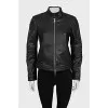 Leather jacket with collar