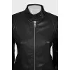 Leather jacket with collar