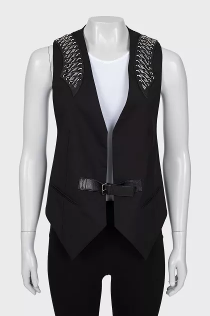 Leather weave vest