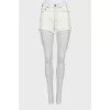 White denim button down shorts