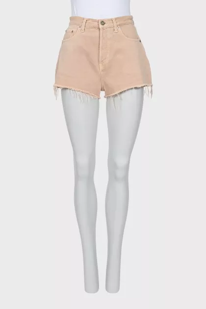 Beige button-up shorts