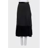 Pleated skirt with velvet insert