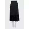 Pleated skirt with velvet insert