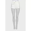 White denim shorts with rhinestones