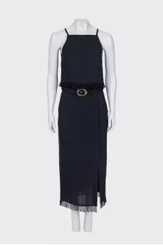 Fringe top and skirt suit