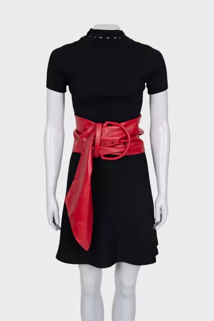 Wide red leather belt
