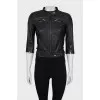 Leather jacket with short sleeves