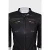 Leather jacket with short sleeves