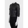 Leather jacket with short sleeves