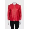 Leather jacket with frills