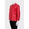 Leather jacket with frills