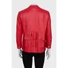 Leather jacket with frills