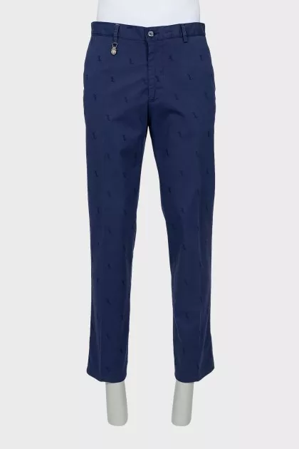 Men's trousers with embroidered monogram