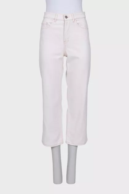 Cropped White Button Down Jeans