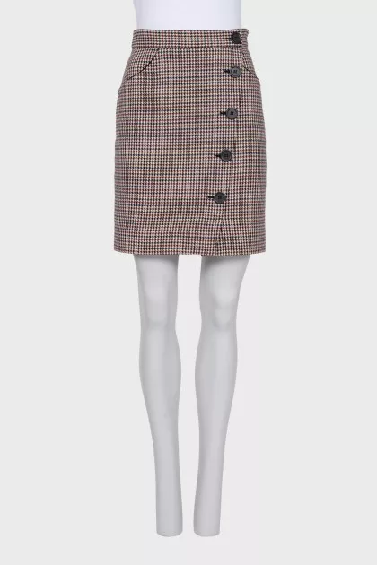 Straight skirt in houndstooth print