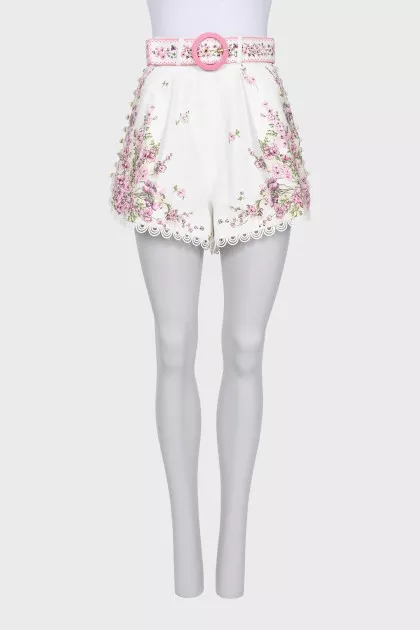 Printed shorts with relief trim