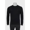 Men's jumper with leather collar