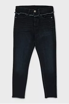 Skinny fit jeans with raw waistband
