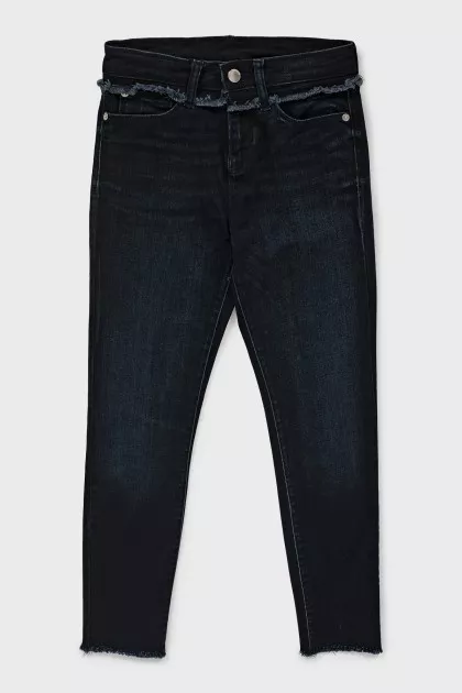 Skinny fit jeans with raw waistband