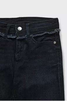 Skinny fit jeans with raw waistband