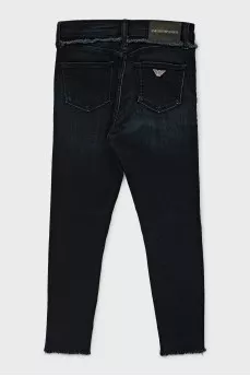 Skinny fit jeans with raw waistband