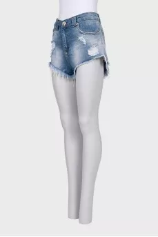 Denim shorts with decorated pocket