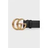 Leather belt with branded buckle