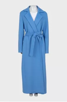 Blue oversized coat with belt