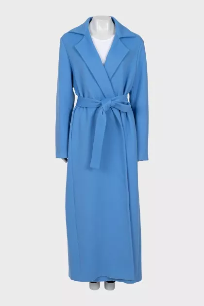 Blue oversized coat with belt