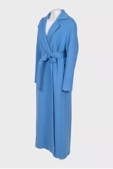 Blue oversized coat with belt