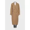 Brown trench coat with embroidery on the collar