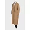 Brown trench coat with embroidery on the collar