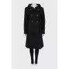 Wool coat with branded buttons