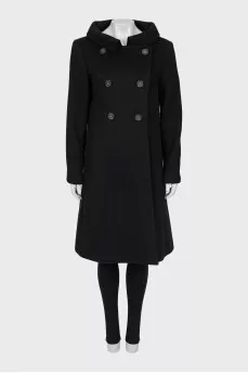 Wool coat with branded buttons