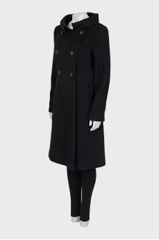 Wool coat with branded buttons