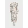 Silk dress with frills and fringe