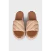 Suede and leather flip flops