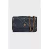 Black leather bag with gold chain