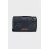 Black leather bag with gold chain
