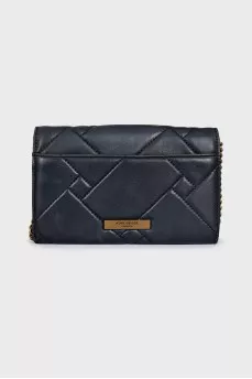 Black leather bag with gold chain