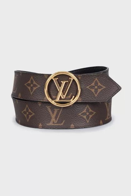 Reversible leather belt with signature print