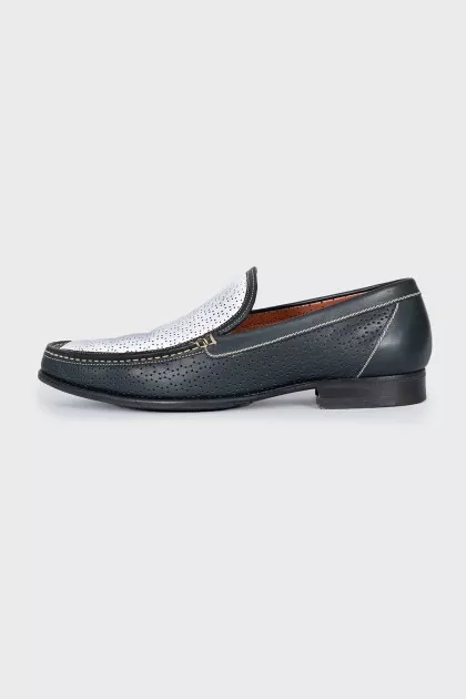 Men's Black and White Loafers