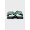 Green embroidered sandals