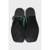 Green embroidered sandals
