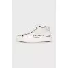 Men's leather sneakers with branded inscription