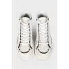 Men's leather sneakers with branded inscription