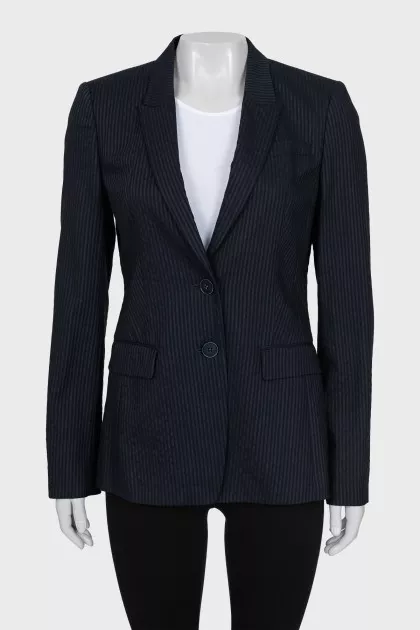 Striped wool and linen jacket