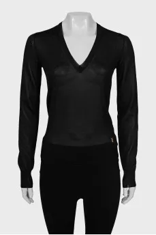 Black silk pullover